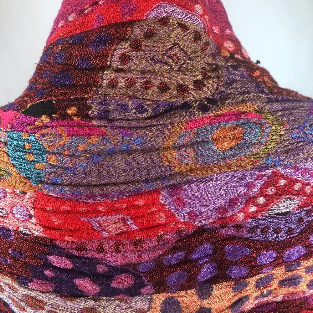 Vibrant Boho Art-to-Wear Shawl / Scarf — 100% Rayon — Made in India